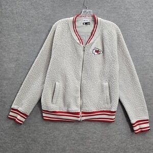 Kansas City Chiefs‎ Women Jacket XL White NFL Team Apparel Bomber Fleece Pockets